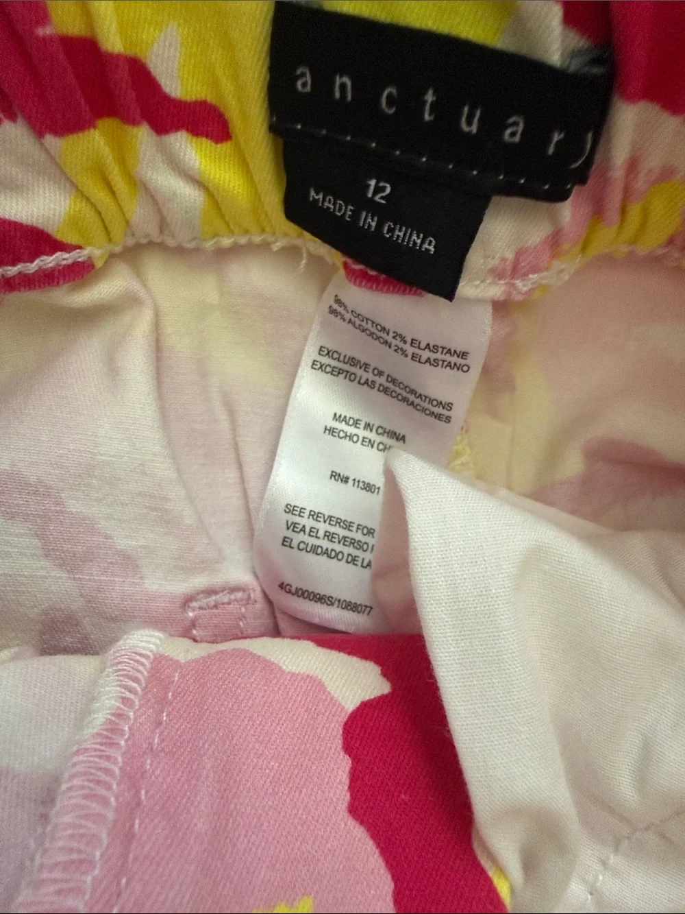 Sanctuary High-Waist Paperbag Shorts in Pink, Yellow & White Floral Camouflage